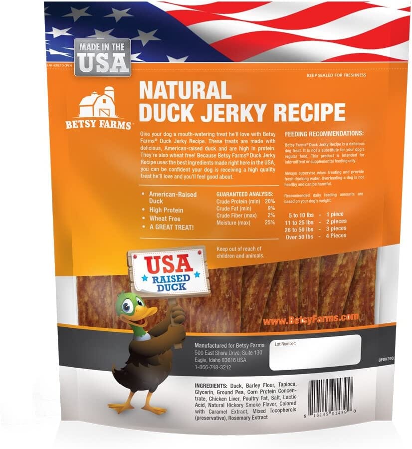 Betsy Farms Betsy Farms USA Natural Dog Jerky Treats - Duck - 12 Oz  