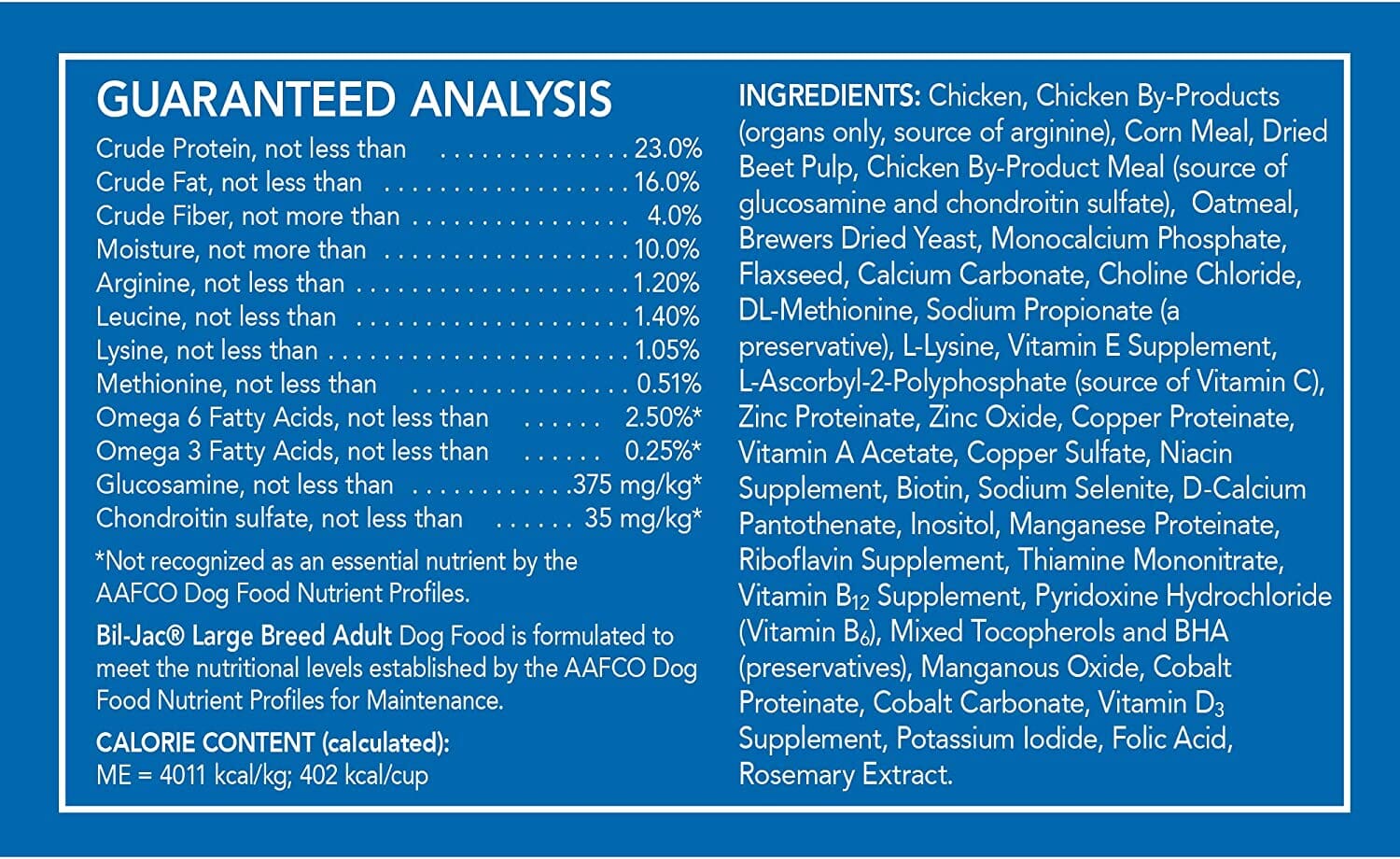 Bil-Jac Large Breed Adult Dry Dog Food - Chicken - 30 Lbs  