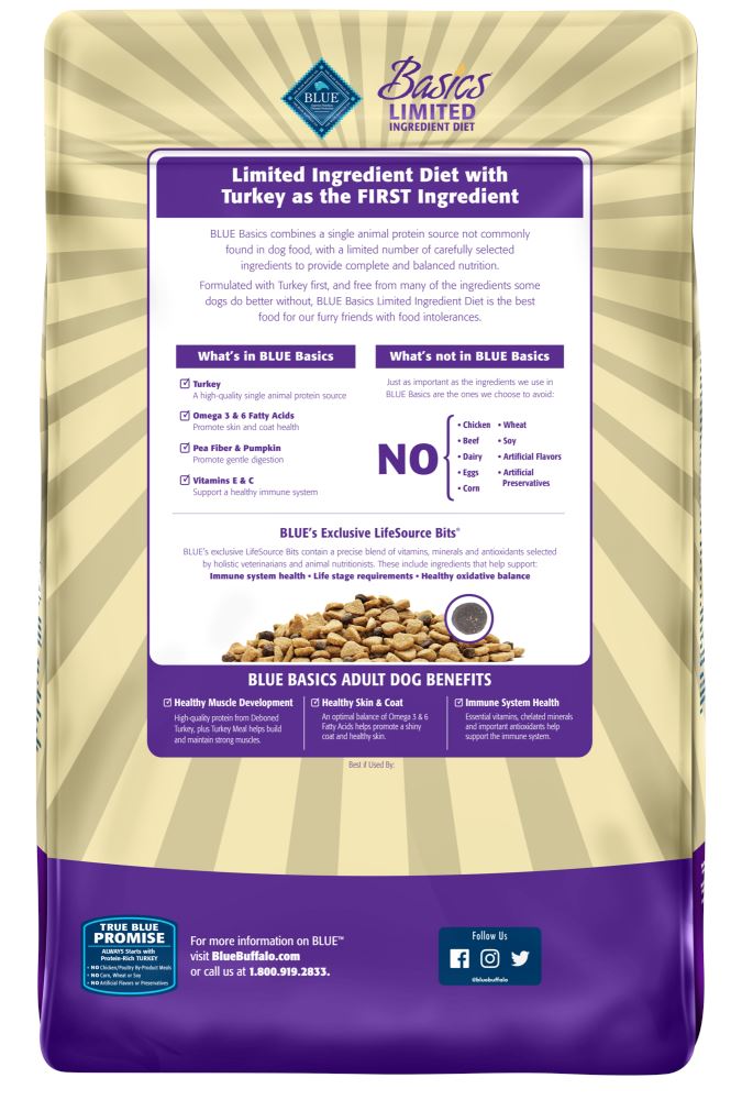 Blue Buffalo Basics Adult Turkey & Potato Recipe Dry Dog Food  