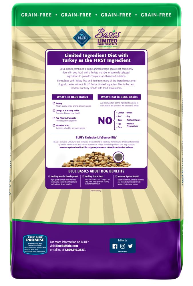 Blue Buffalo Basics Grain Free Adult Turkey and Potato Dry Dog Food  