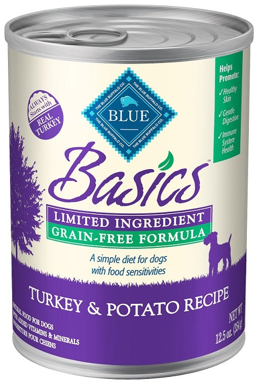 Blue Buffalo Basics Grain Free LID Turkey and Potato Recipe Adult Canned Dog Food  