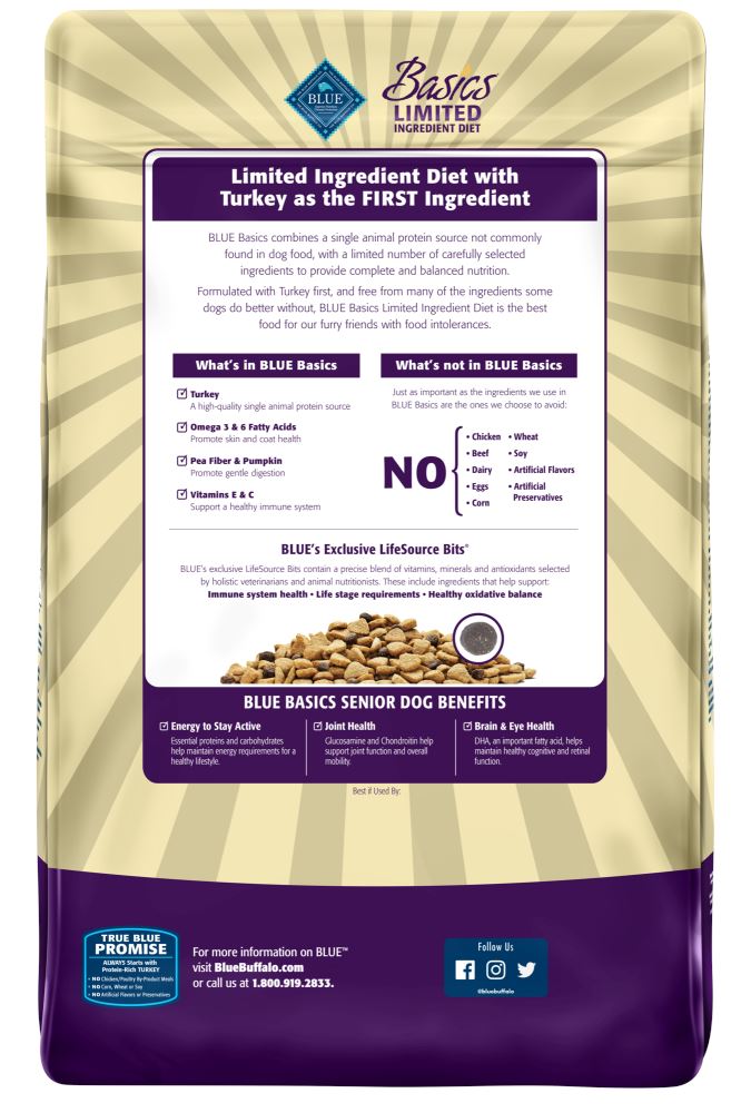 Blue Buffalo Basics Senior Turkey & Potato Recipe Dry Dog Food  