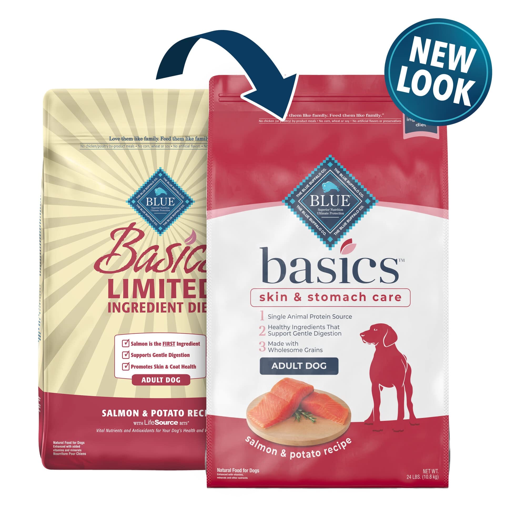 Blue Buffalo Basics Skin and Stomach Adult Grain-Free Salmon and Potato Dry Dog Food - 24 Lbs  