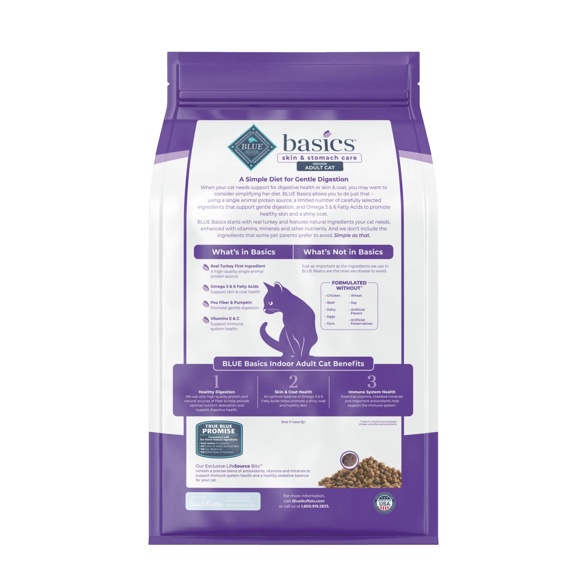 Blue Buffalo Basics Skin and Stomach Care Adult Grain-Free Turkey and Potato Dry Cat Food - 5 Lbs  