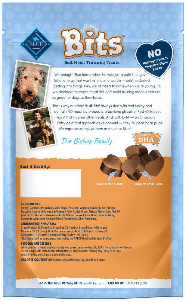 Blue Buffalo Bits Tempting Turkey Natural Soft-Moist Training Treats  