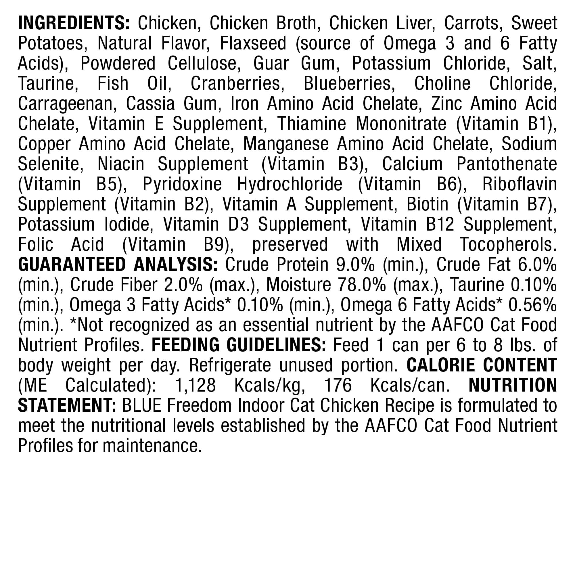 Blue Buffalo Freedom Adult Grain-Free Chicken Pate Canned Cat Food - 5.5 Oz - Case of 24  