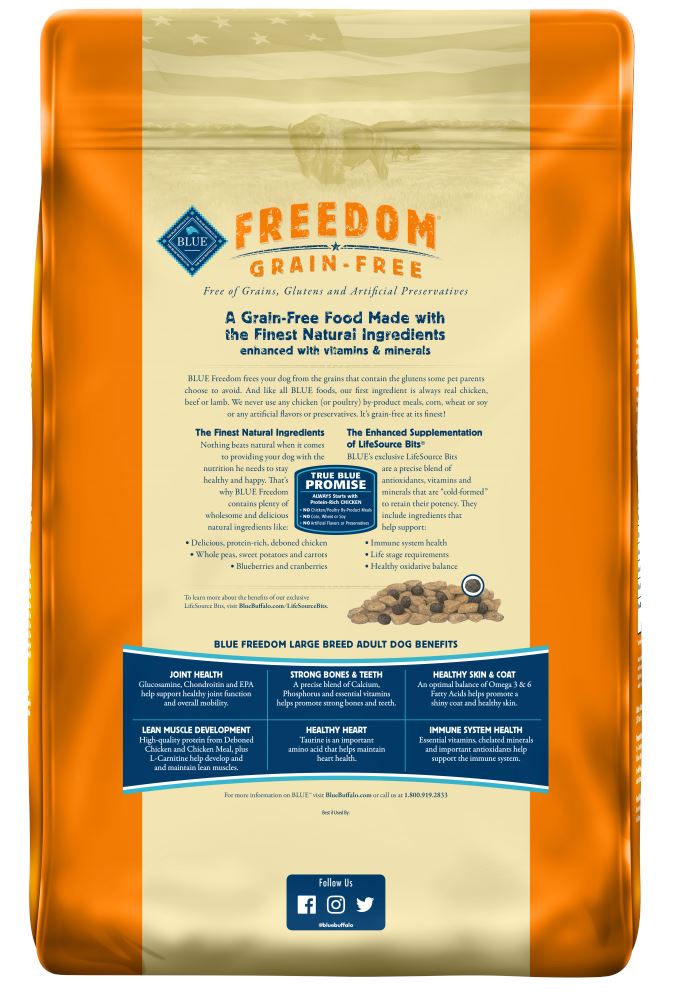 Blue Buffalo Freedom Grain Free Chicken Recipe Large Breed Adult Dry Dog Food  