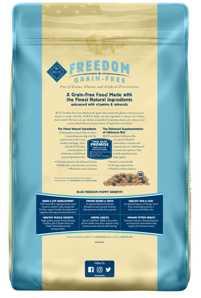 Blue Buffalo Freedom Grain Free Chicken Recipe Puppy Dry Dog Food  