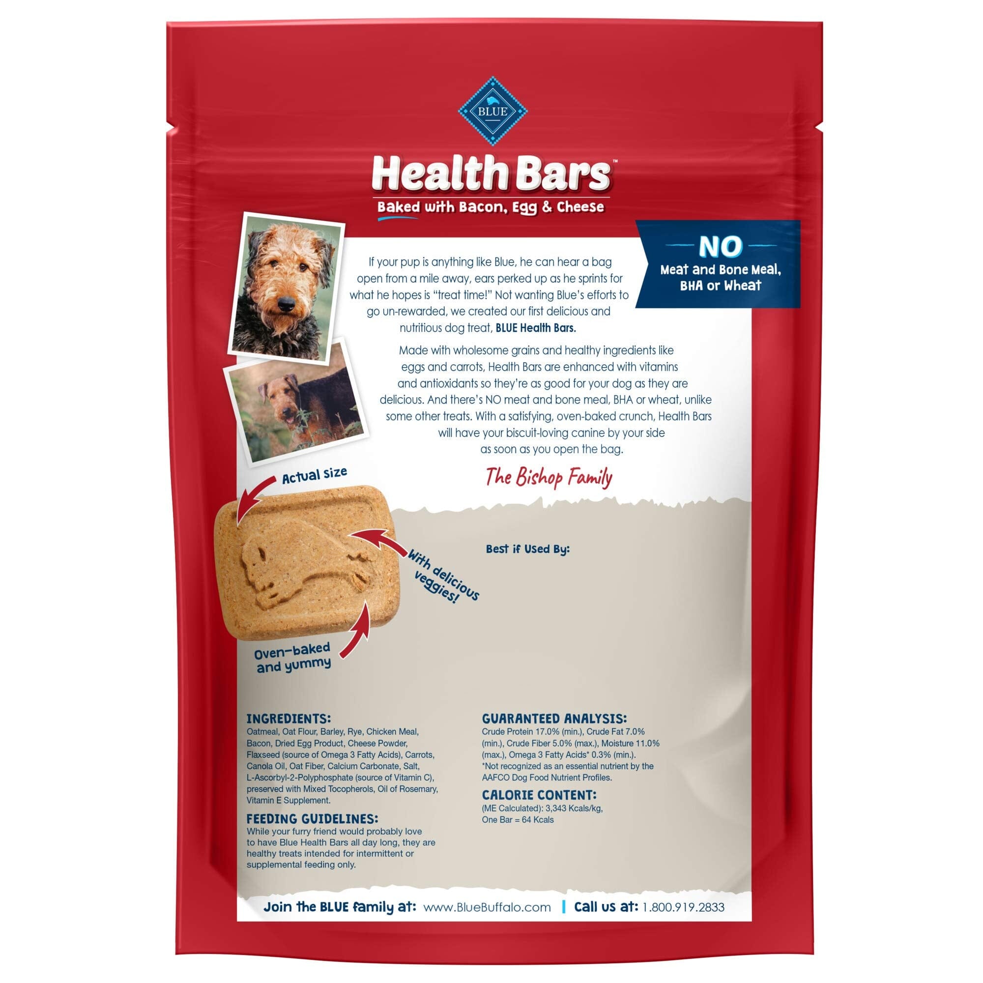 Blue Buffalo Health Bars Eggs Bacon and Cheese Dog Biscuits Treats - 16 Oz  