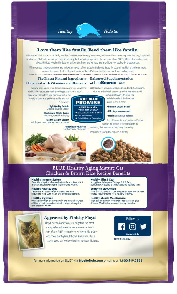 Blue Buffalo Healthy Aging Natural Chicken & Brown Rice Mature Dry Cat Food  