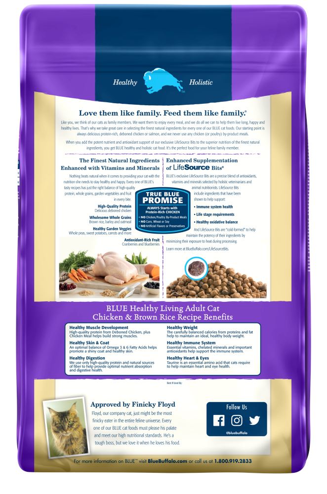 Blue Buffalo Healthy Living Adult Chicken and Brown Rice Recipe Dry Cat Food  