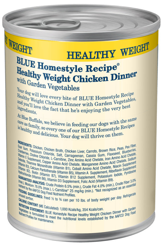 Blue Buffalo Homestyle Recipe Healthy Weight Chicken Dinner with Garden Vegetables Canned Dog Food  