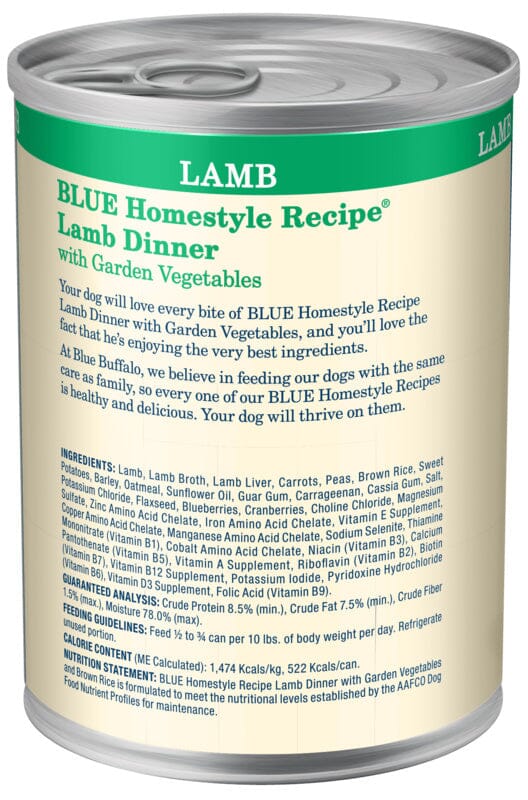 Blue Buffalo Homestyle Recipe Lamb Dinner with Garden Vegetables & Brown Rice Canned Dog Food  