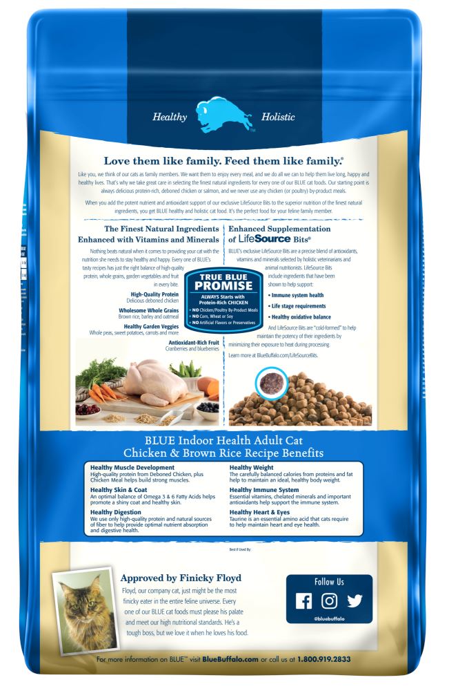 Blue Buffalo Indoor Health Natural Chicken & Brown Rice Adult Dry Cat Food  