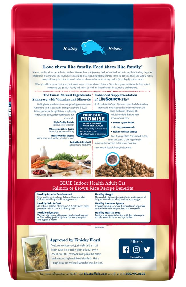 Blue Buffalo Indoor Health Natural Salmon & Brown Rice Adult Dry Cat Food  