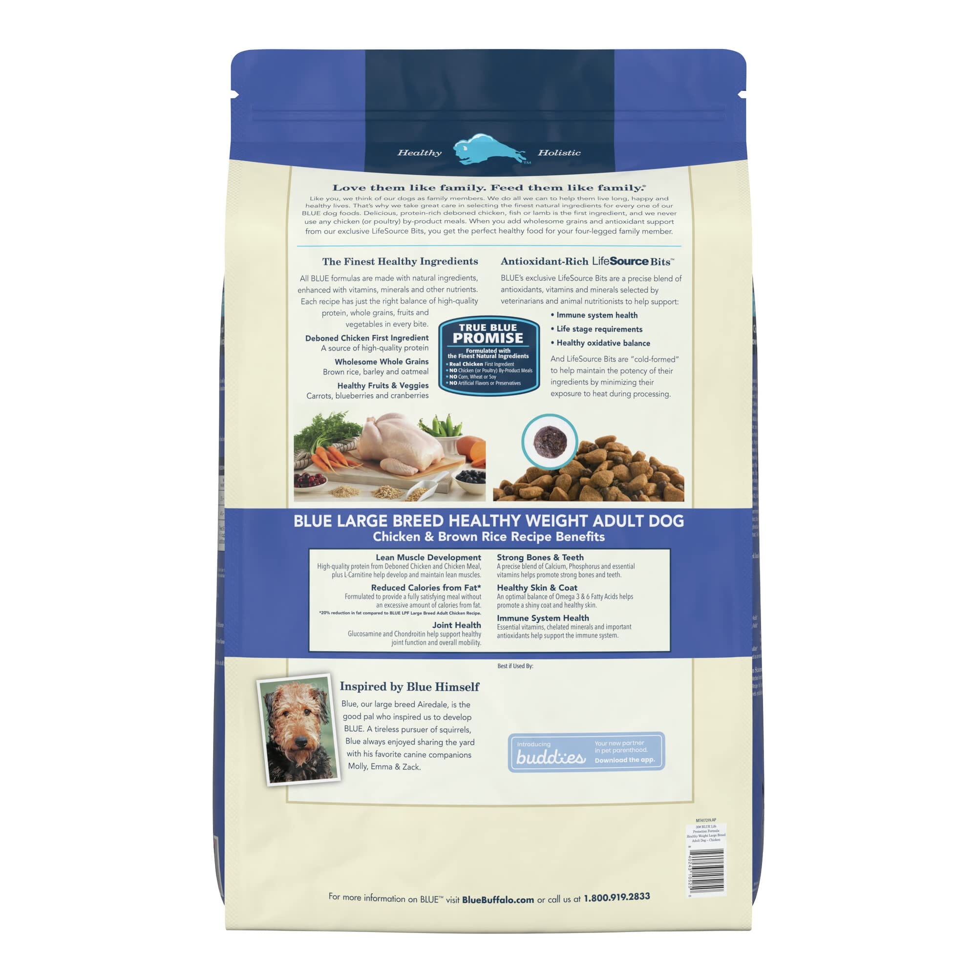 Blue Buffalo Life Protection Formula Adult Large-Breed Healthy Weight Chicken and Brown Rice Dry Dog Food - 30 Lbs  
