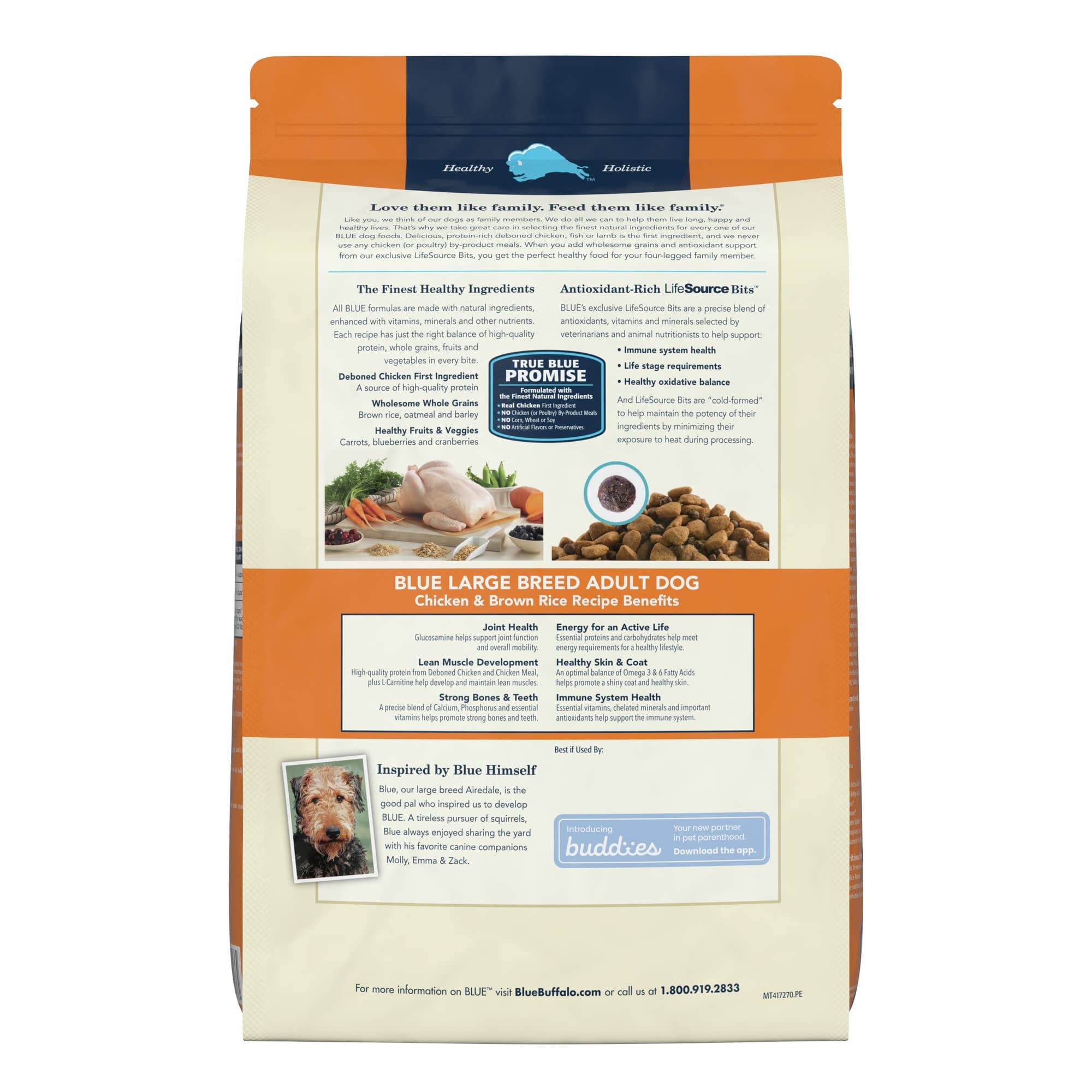Blue Buffalo Life Protection Formula Adult Large-Breed Natural Chicken and Brown Rice Dry Dog Food - 15 Lbs  