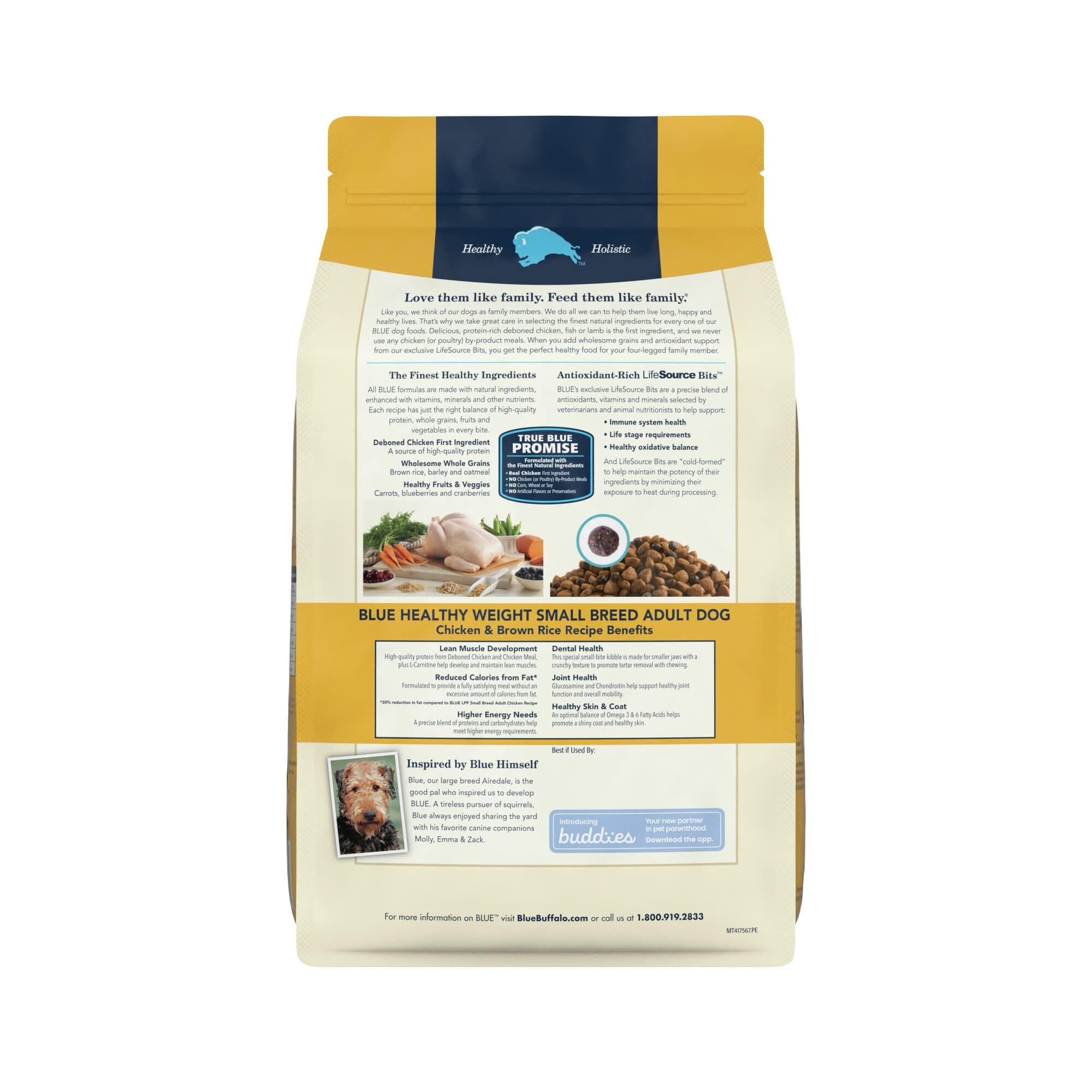 Blue Buffalo Life Protection Formula Natural Adult Small-Breed Healthy Weight Adult Chicken Dry Dog Food - 5 Lbs  