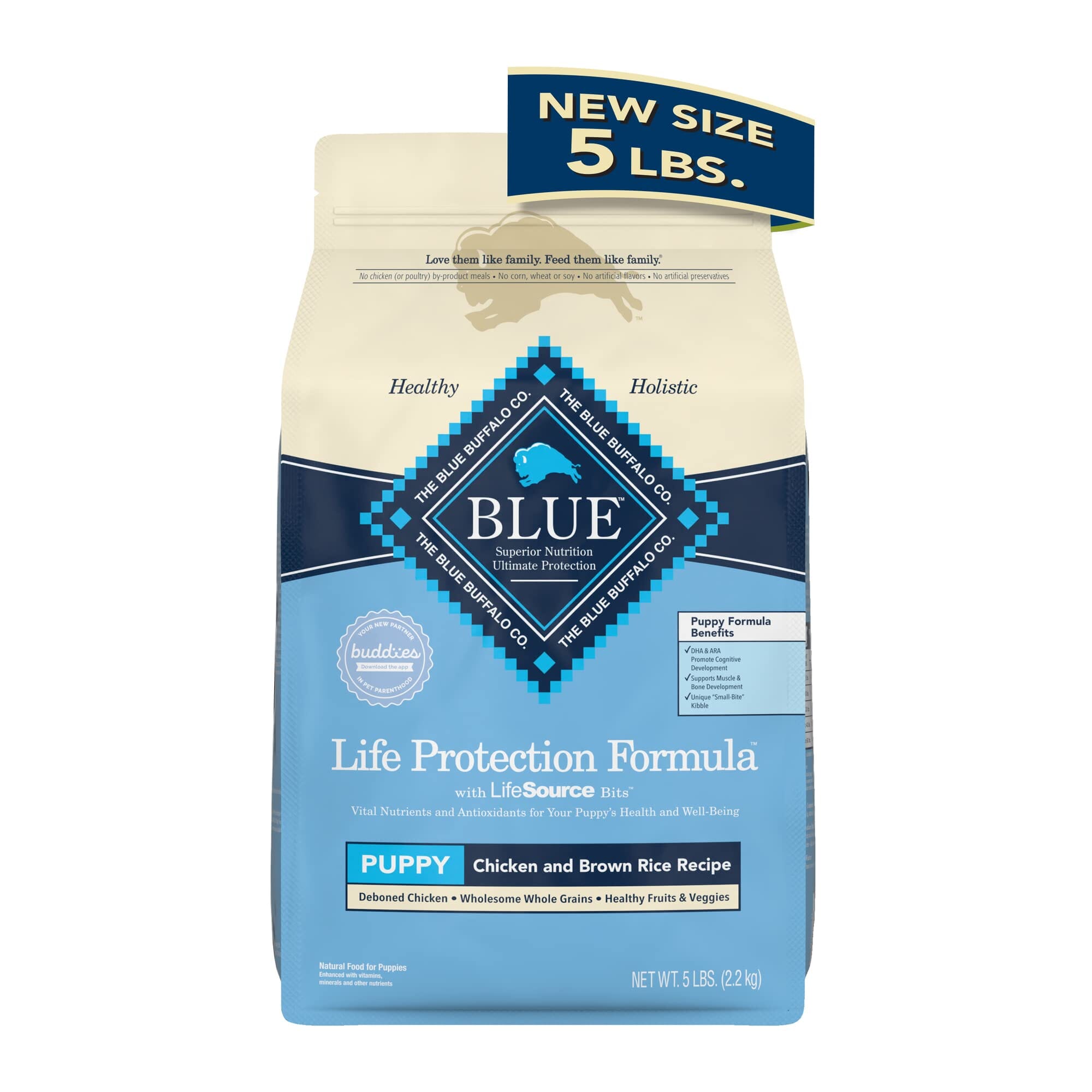 Blue Buffalo Life Protection Formula Natural Puppy Chicken and Brown Rice Dry Dog Food - 5 Lbs  