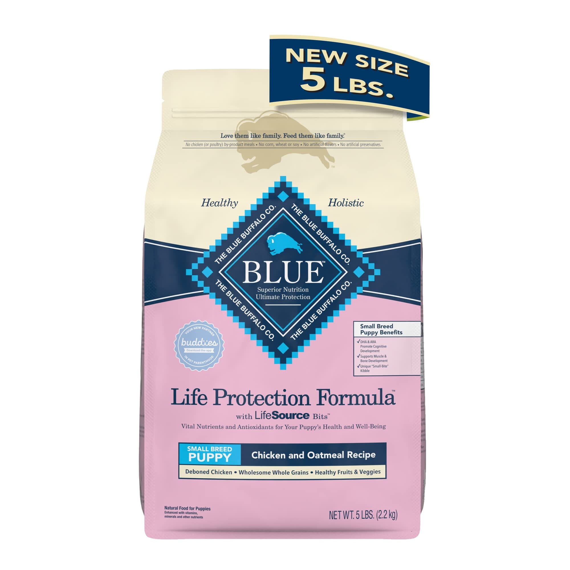 Blue Buffalo Life Protection Formula Natural Puppy Small-Breed Chicken and Oatmeal Dry Dog Food - 5 Lbs  