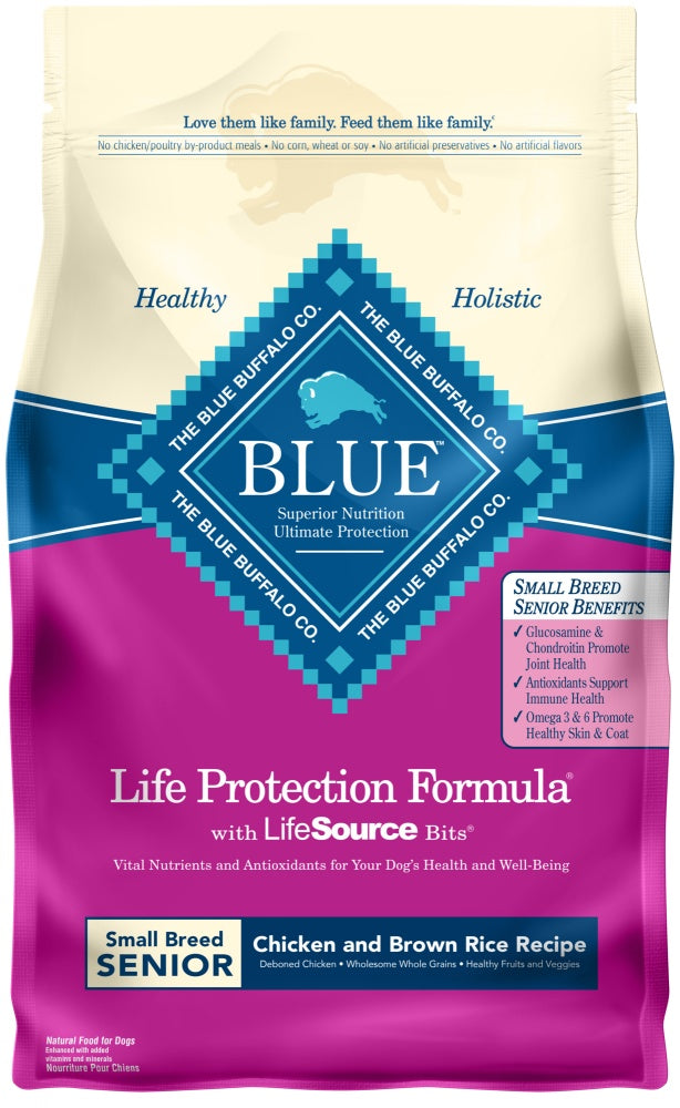 Blue Buffalo Life Protection Natural Chicken & Brown Rice Recipe Small Breed Senior Dry Dog Food  