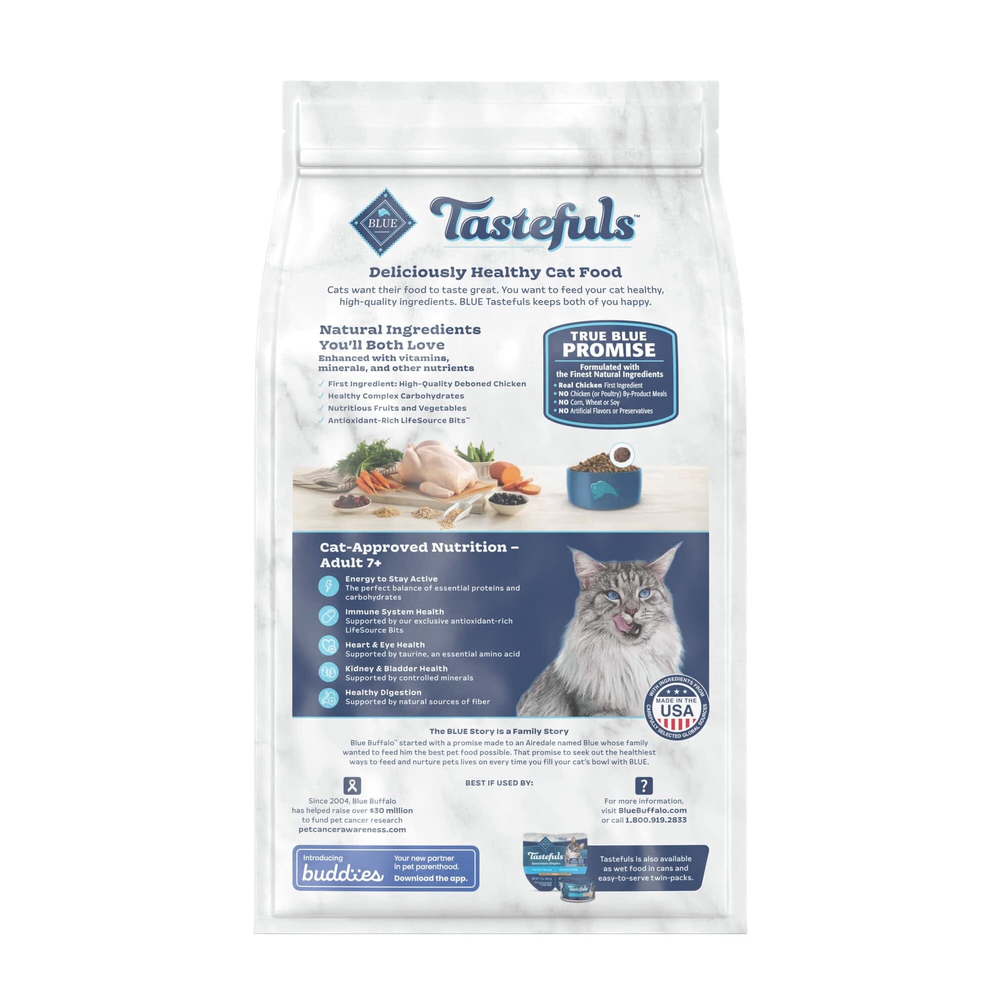 Blue Buffalo Tastefuls Mature Adult 7+ Dry Cat Food - 7 Lbs  