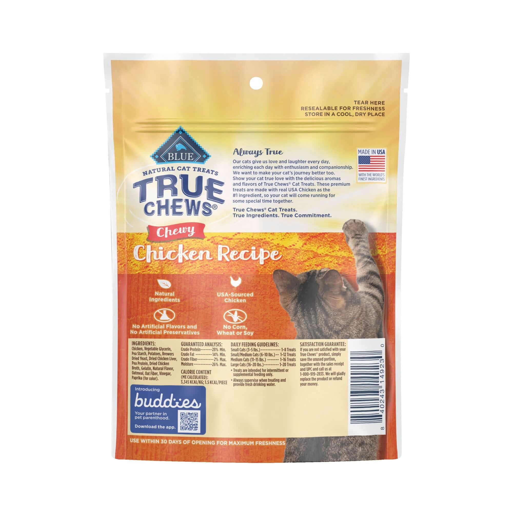 Blue Buffalo True Chews Natural Chicken Chewy Cat Treats - 3 Oz  