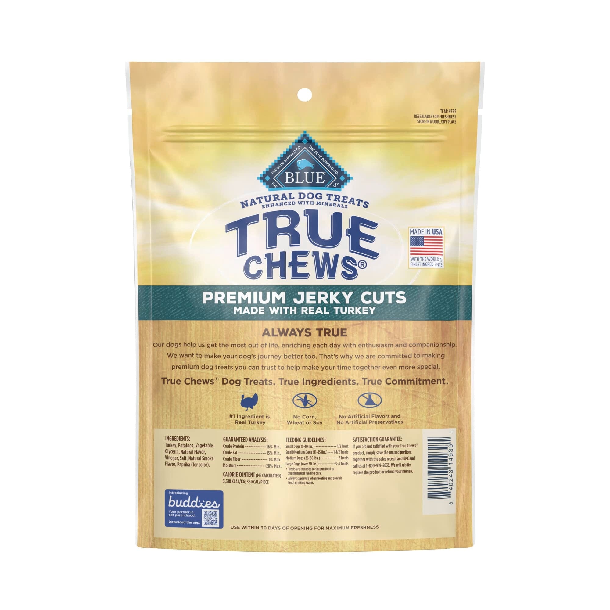 Blue Buffalo True Chews Premium Jerky Cuts Turkey Natural Dog Treats - 12 Oz  