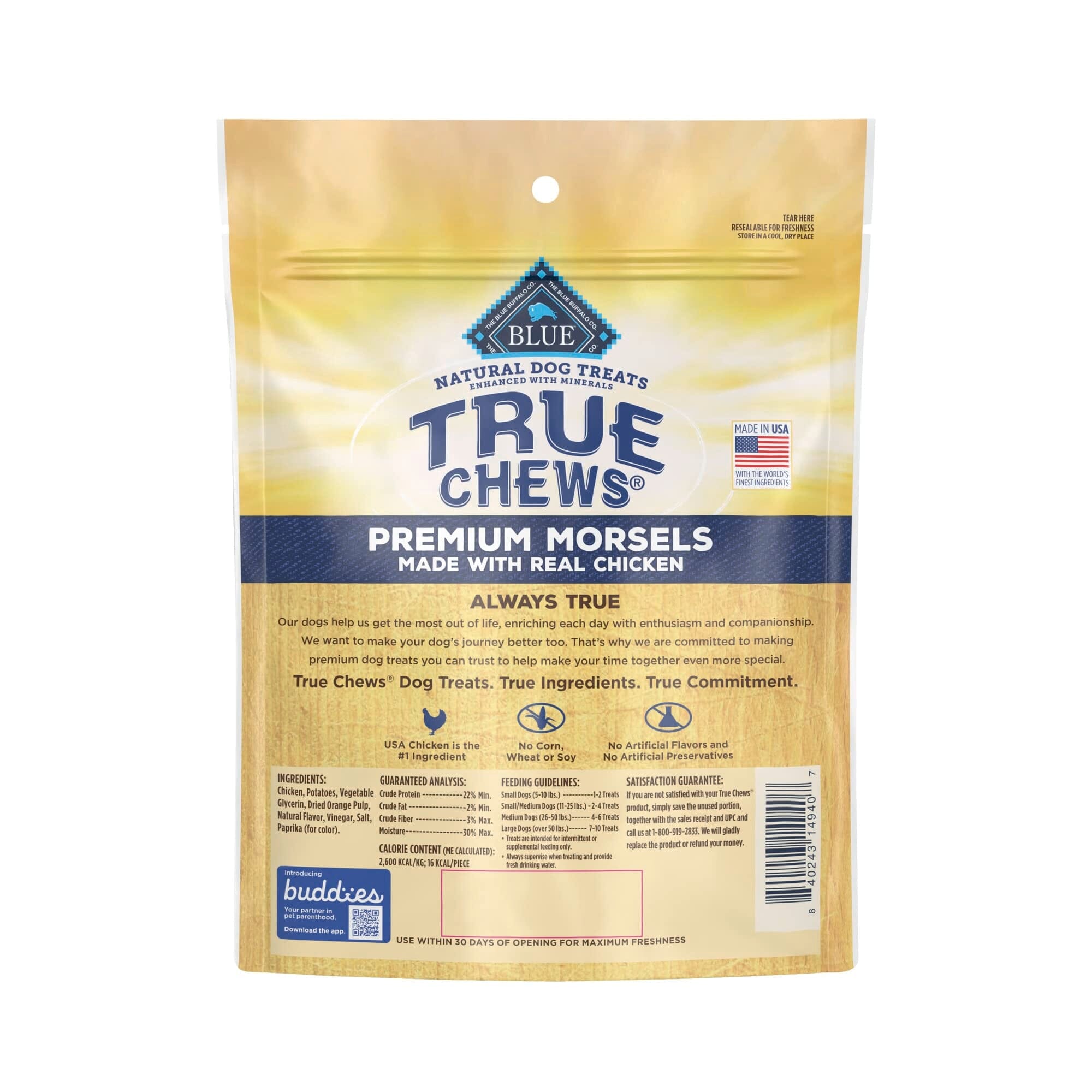 Blue Buffalo True Chews Premium Morsals Chicken Natural Dog Treats - 12 Oz  