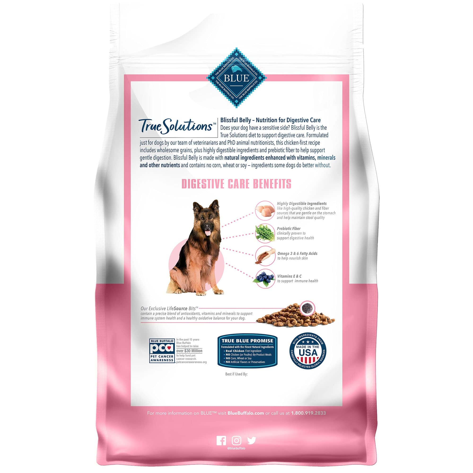 Blue Buffalo True Solutions Blissful Belly Digestive Care Adult Chicken Dry Dog Food - 4 Lbs  