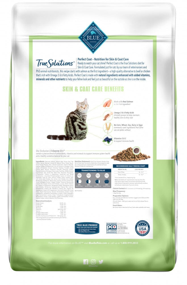 Blue Buffalo True Solutions Perfect Coat Natural Skin & Coat Care Salmon Recipe Adult Dry Cat Food  