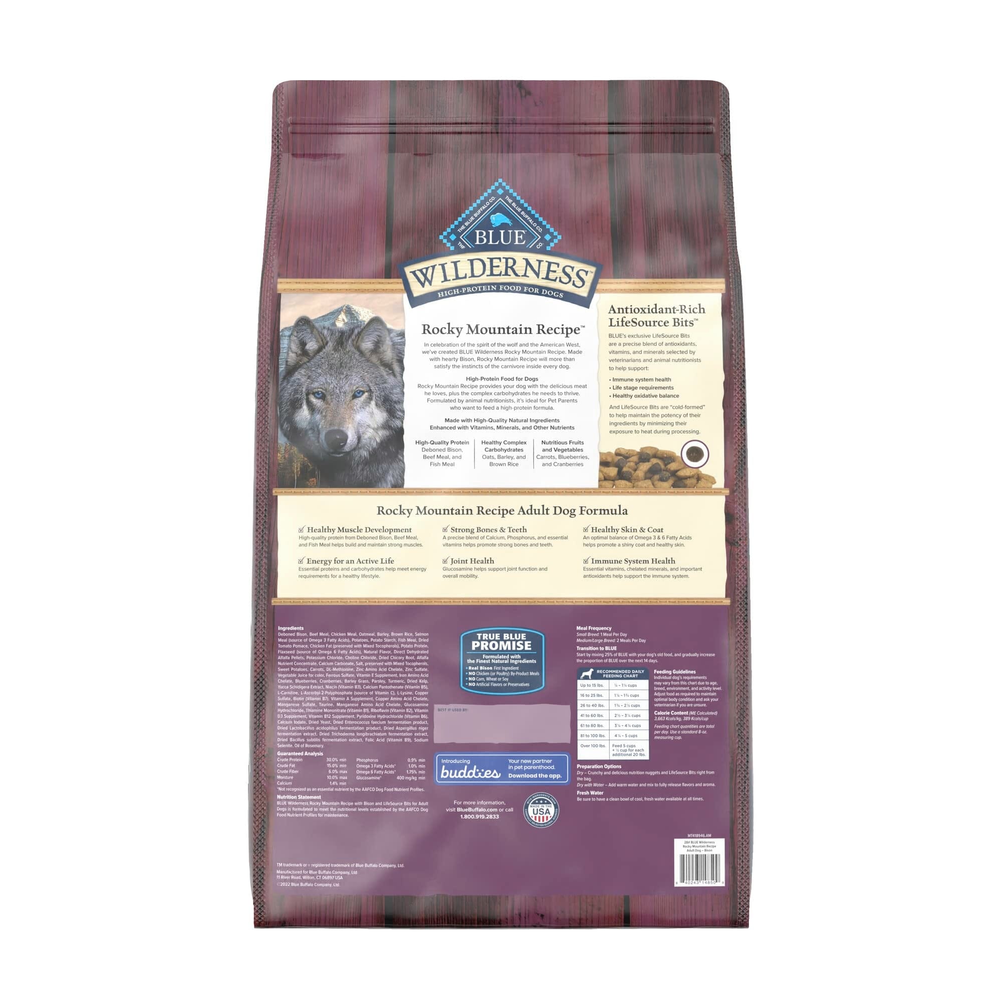 Blue Buffalo Wilderness Adult High-Protein Bison with Grains Dry Dog Food - 28 Lbs  