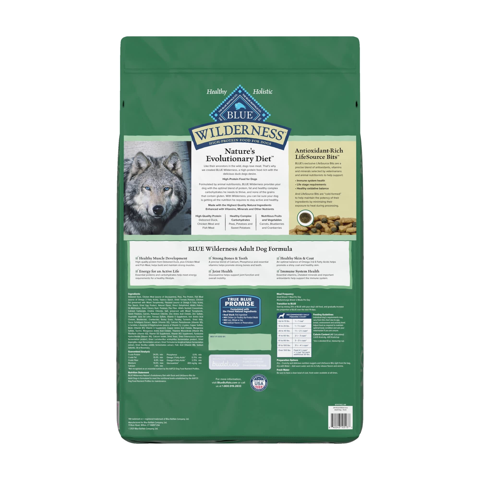 Blue Buffalo Wilderness Adult High-Protein Duck Dry Dog Food - 24 Lbs  