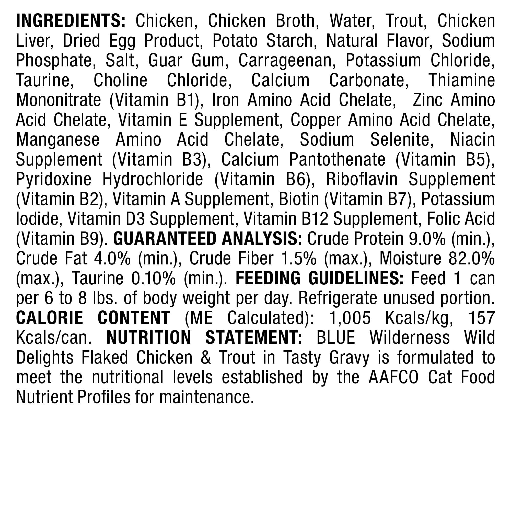 Blue Buffalo Wilderness Adult High-Protein Grain-Free Flaked Chicken and Trout Wet Cat Food - 5.5 Oz - Case of 24  