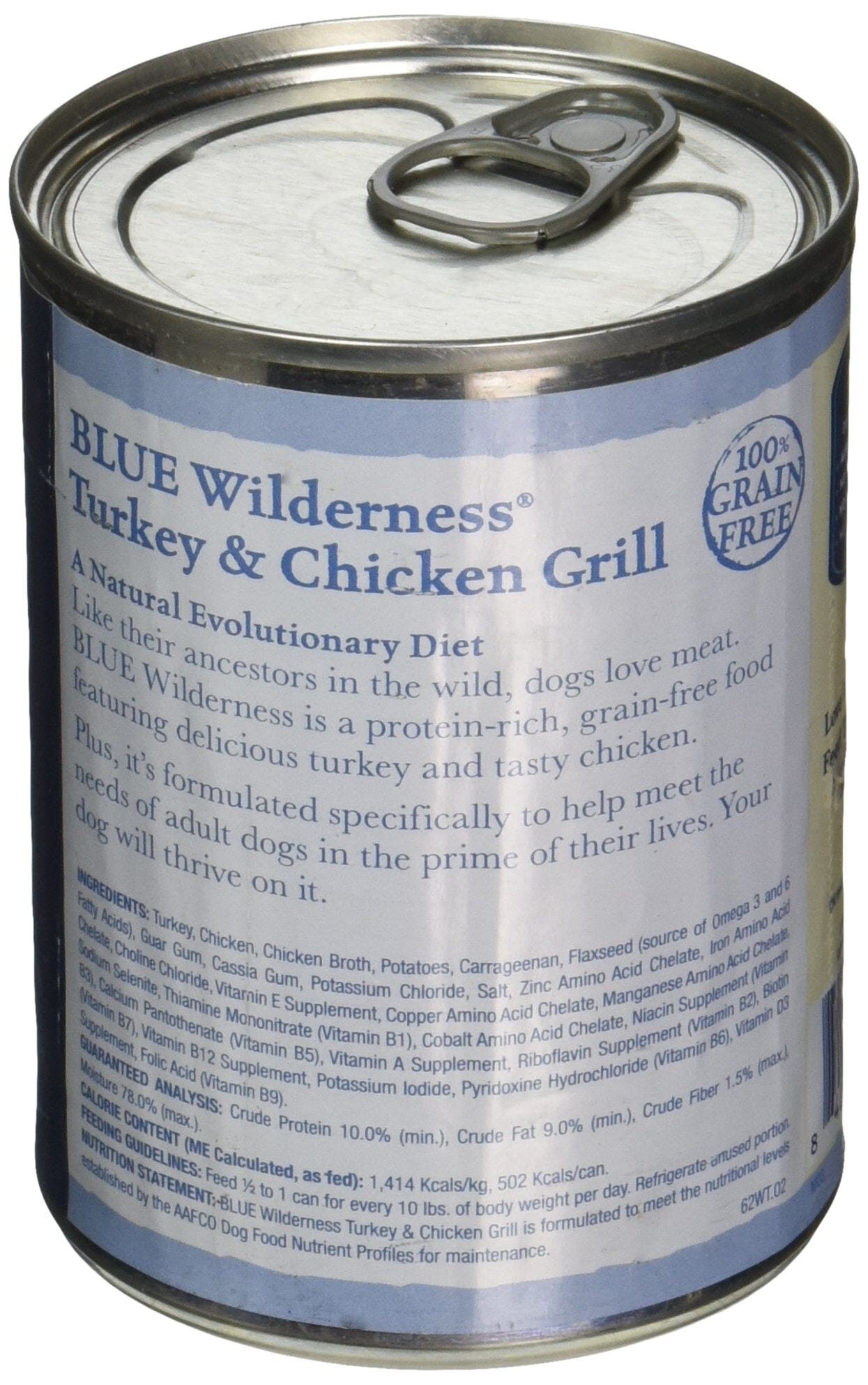 Blue Buffalo Wilderness Adult High-Protein Grain-Free Grilled Turkey and Chicken Canned Dog Food  - 12.5 Oz - Case of 12  