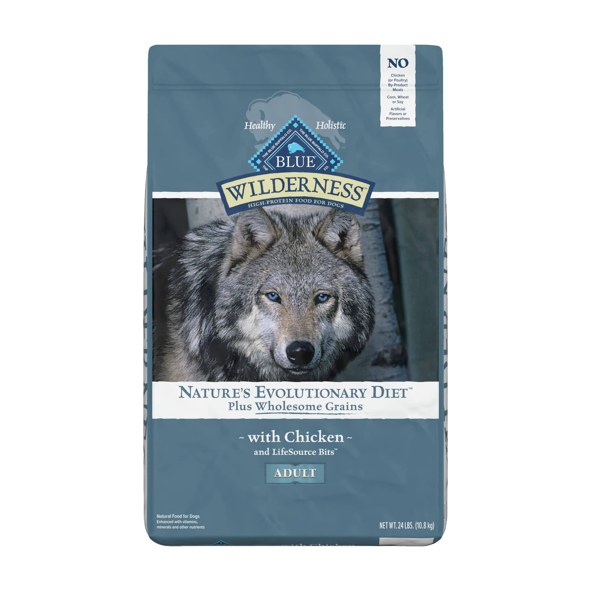 Blue Buffalo Wilderness Adult High-Protein Large-Breed Chicken with Wholesome Grains Dry Dog Food - 24 Lbs  