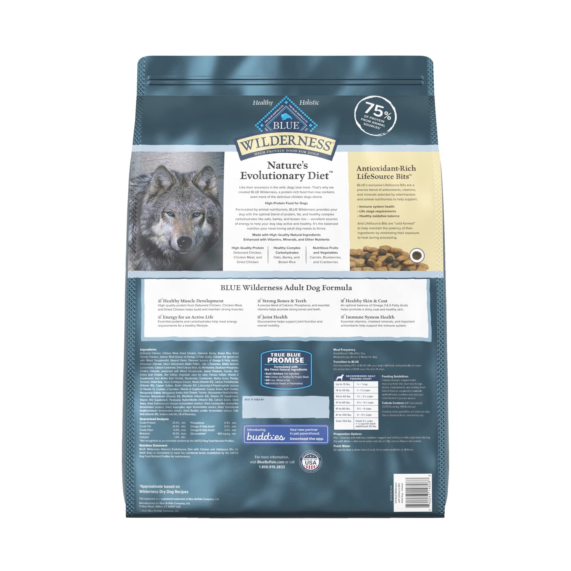 Blue Buffalo Wilderness Adult High-Protein Natural Chicken with Wholesome Grains Dry Dog Food - 13 Lbs  