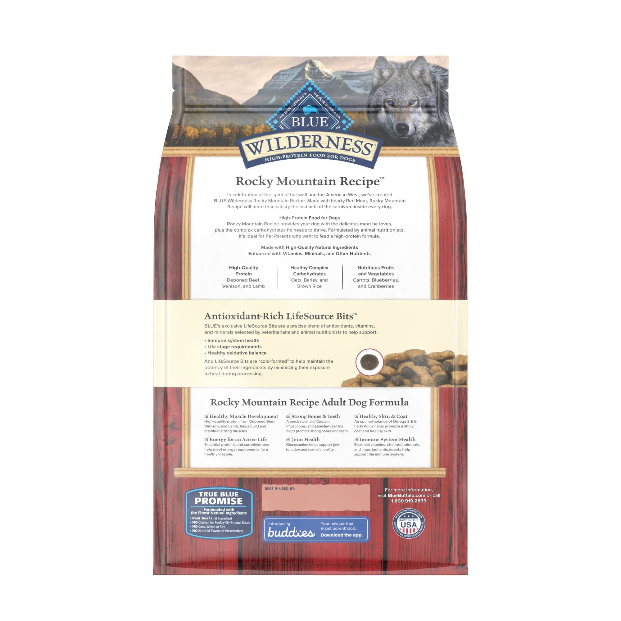 Blue Buffalo Wilderness Adult High-Protein Rocky Mountain Recipe Natural Red Meat with Grains Dry Dog Food - 4.5 Lbs  