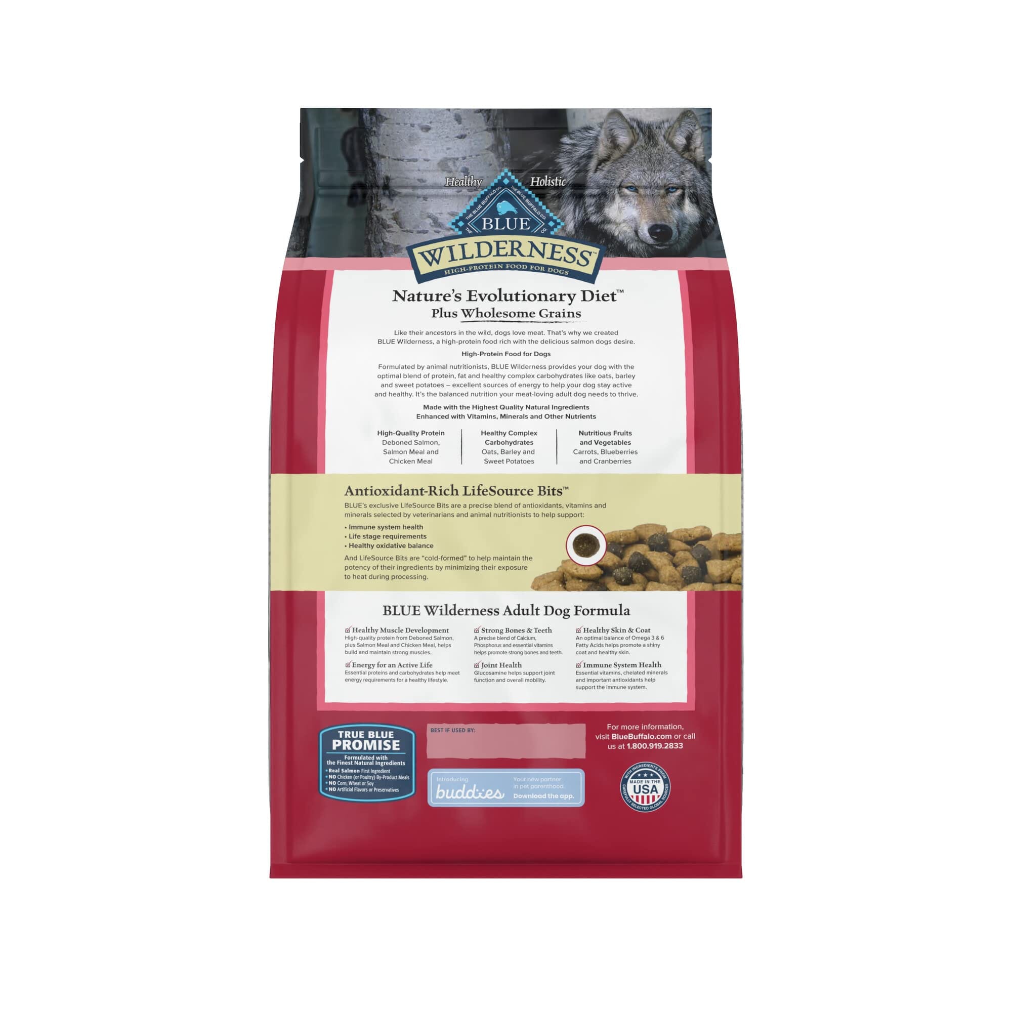 Blue Buffalo Wilderness Adult High-Protein Salmon with Wholesome Grains Dry Dog Food - 4.5 Lbs  