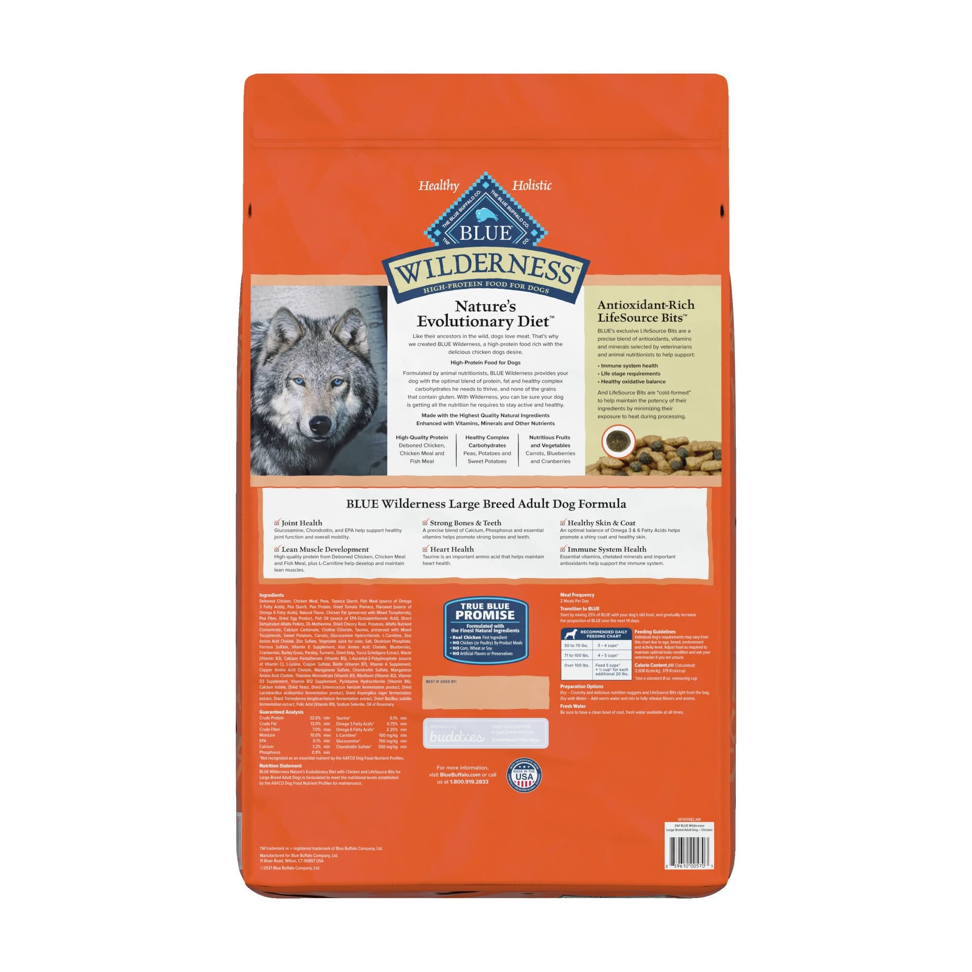 Blue Buffalo Wilderness Adult Large-Breed High-Protein Chicken Dry Dog Food - 24 Lbs  