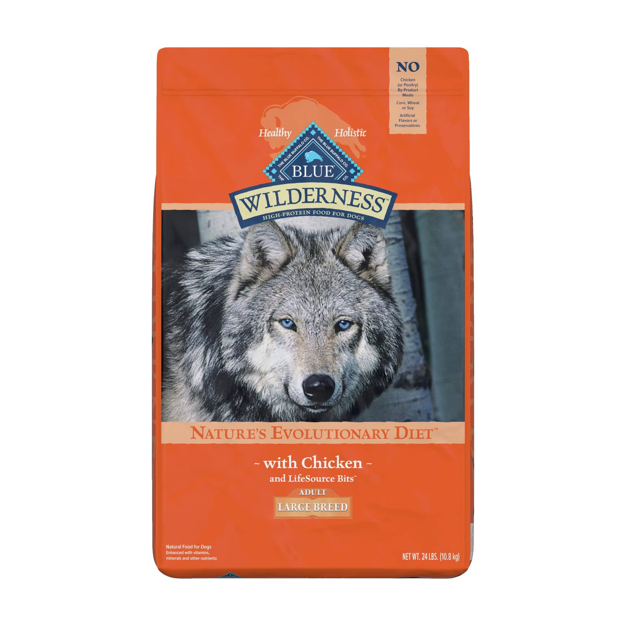 Blue Buffalo Wilderness Adult Large-Breed High-Protein Chicken Dry Dog Food - 24 Lbs  