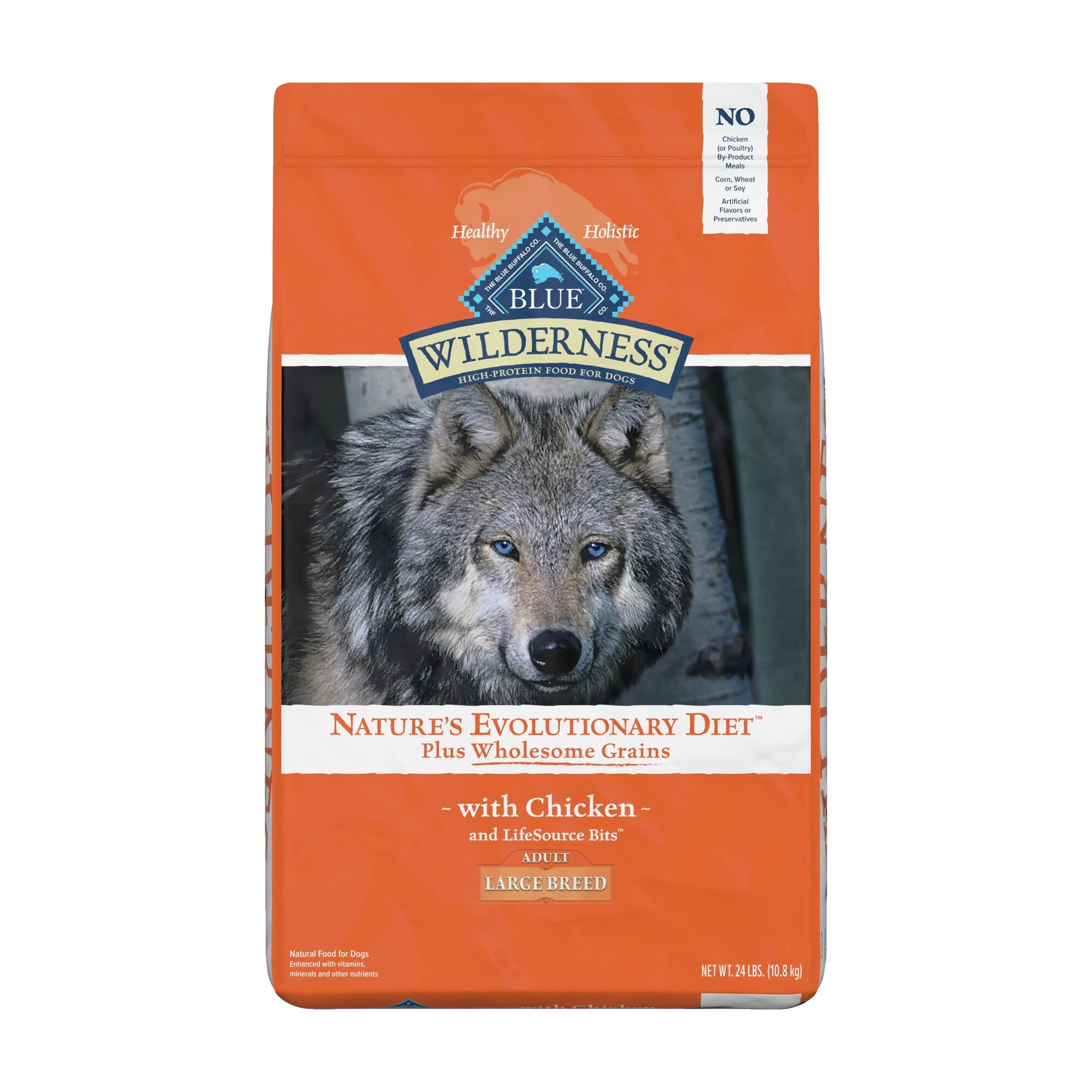 Blue Buffalo Wilderness Adult Large-Breed High-Protein Chicken with Wholesome Grains Dry Dog Food - 24 Lbs  