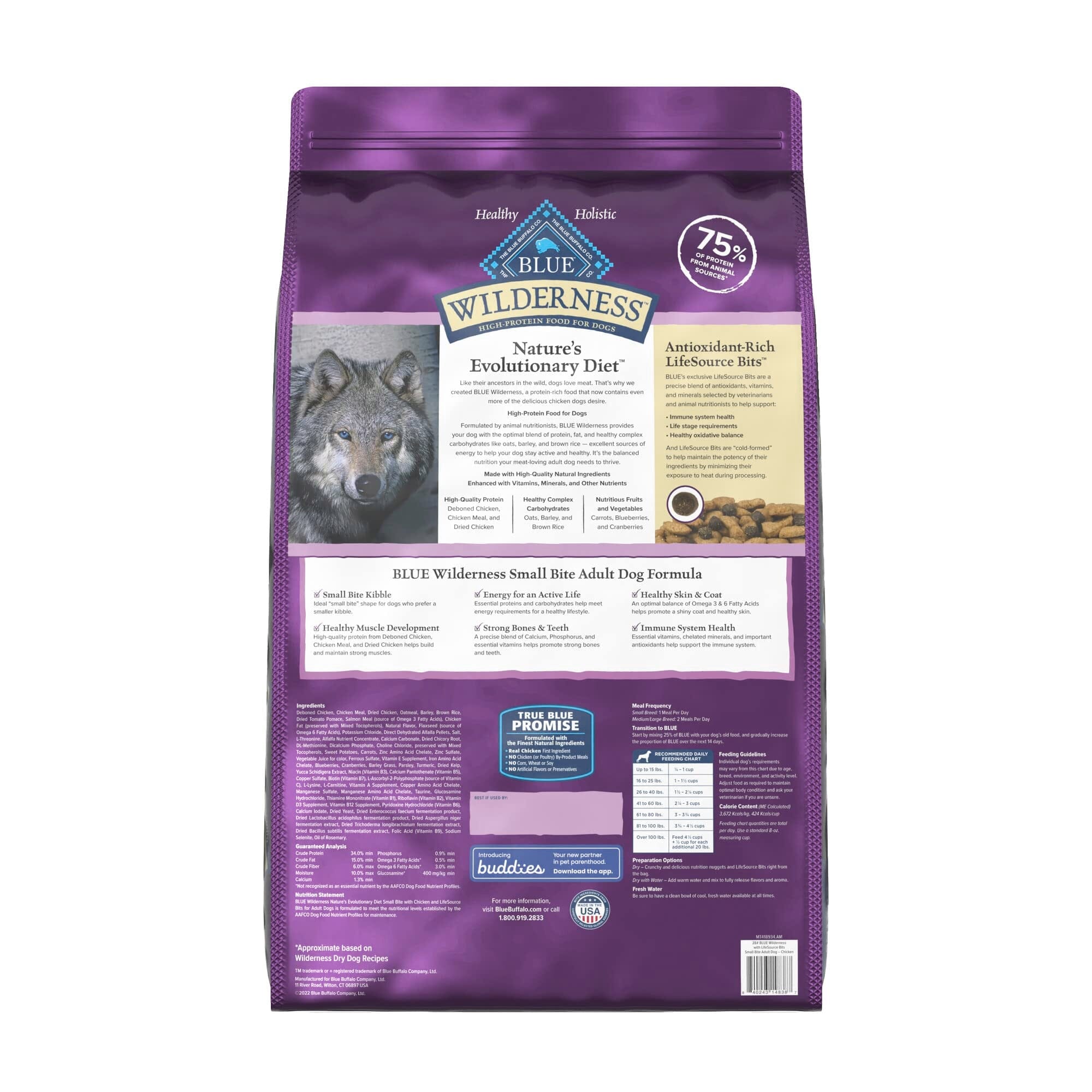 Blue Buffalo Wilderness Adult Small Breed High-Protein Chicken with Wholesome Grains Dry Dog Food - 28 Lbs  