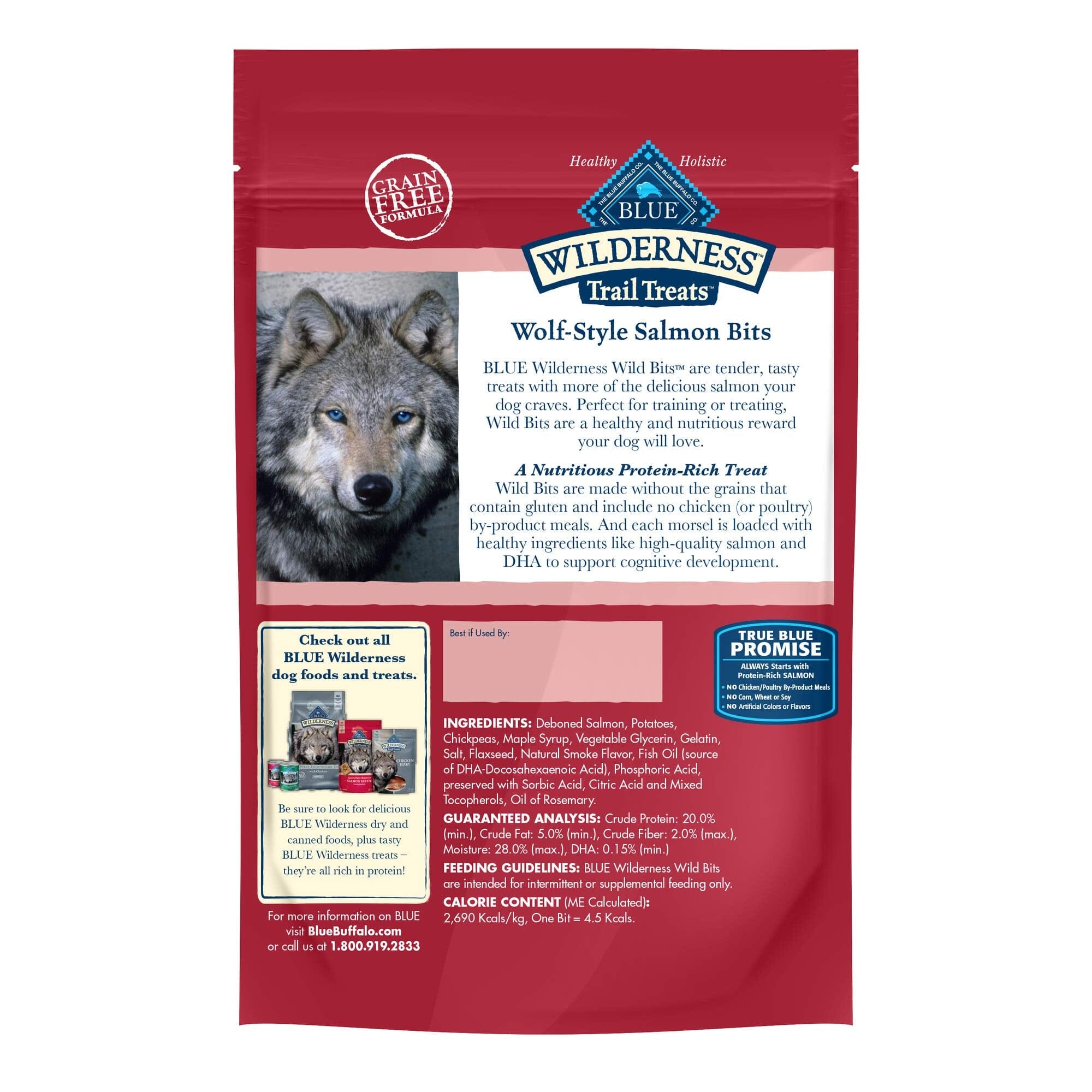 Blue Buffalo Wilderness Bits Trail Treats Grain-Free High-Protein Soft-Moist Salmon Dog Treats - 10 Oz  