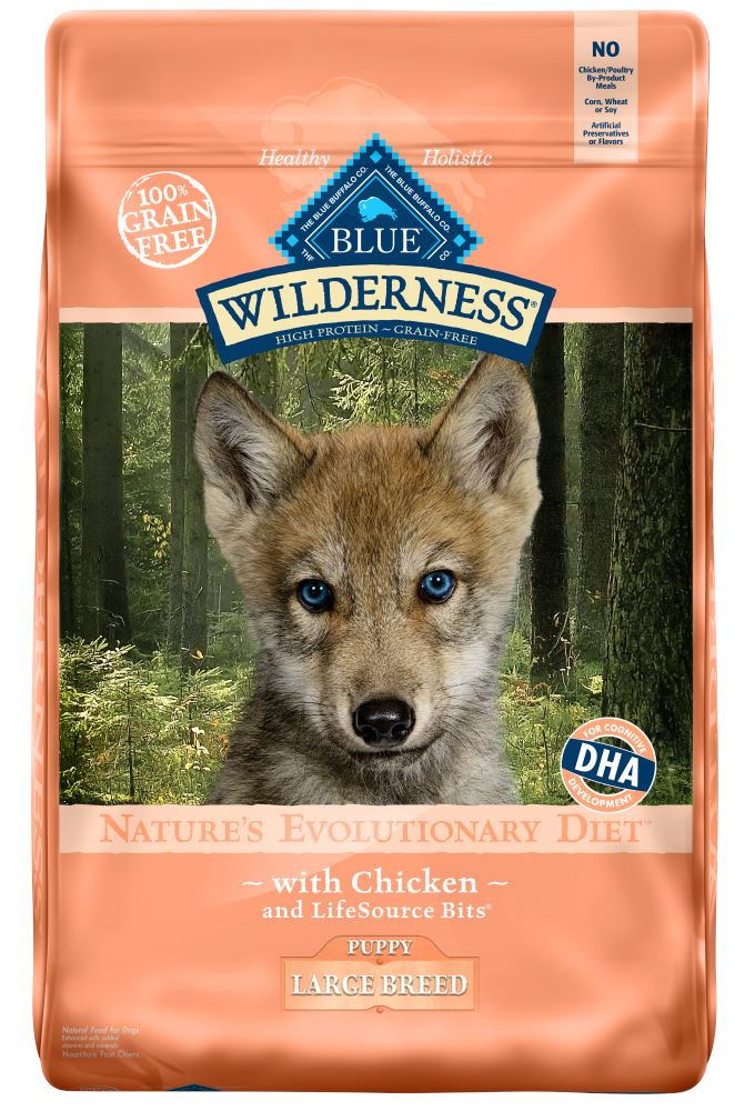 Blue Buffalo Wilderness Grain Free Chicken High Protein Recipe Large Breed Puppy Dry Dog Food  