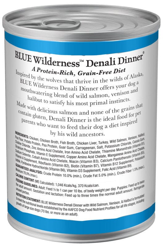 Blue Buffalo Wilderness Grain Free Denali Dinner with Salmon, Venison & Halibut Canned Dog Food  