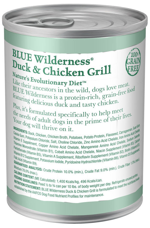 Blue Buffalo Wilderness Grain Free Duck and Chicken Grill Canned Dog Food  