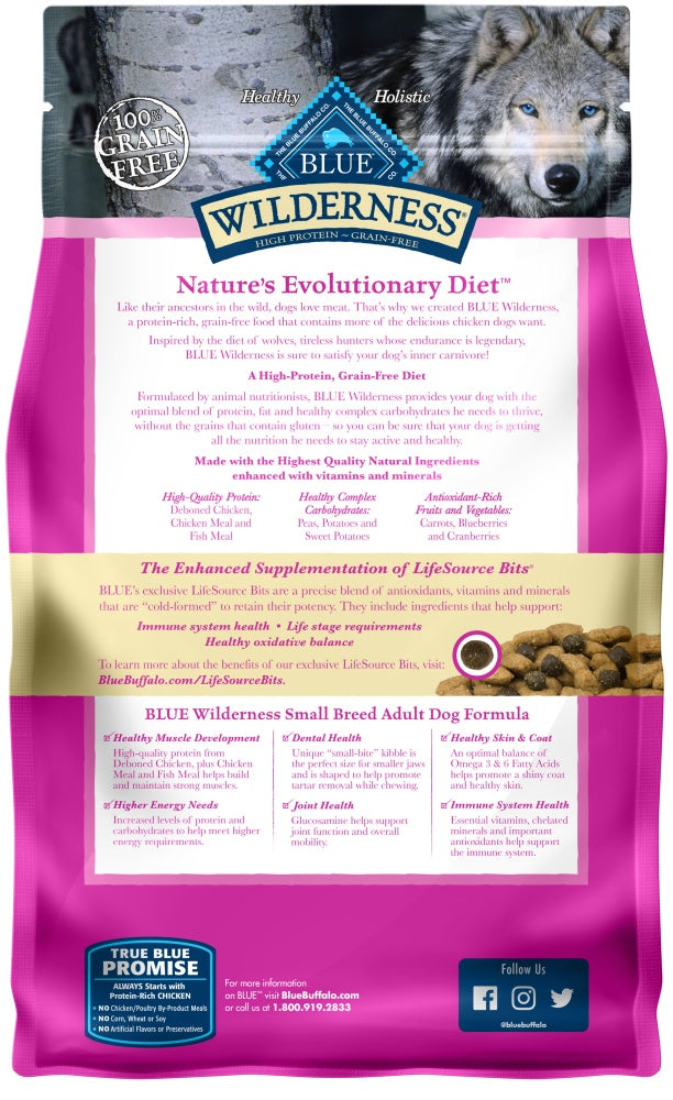 Blue Buffalo Wilderness Grain Free High Protein Chicken Recipe Adult Small Breed Dry Dog Food  