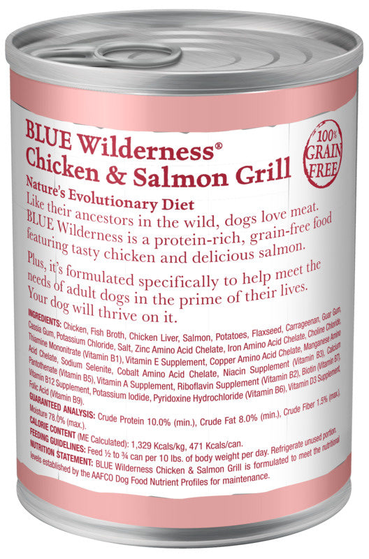 Blue Buffalo Wilderness Grain Free Salmon & Chicken Grill Canned Dog Food  