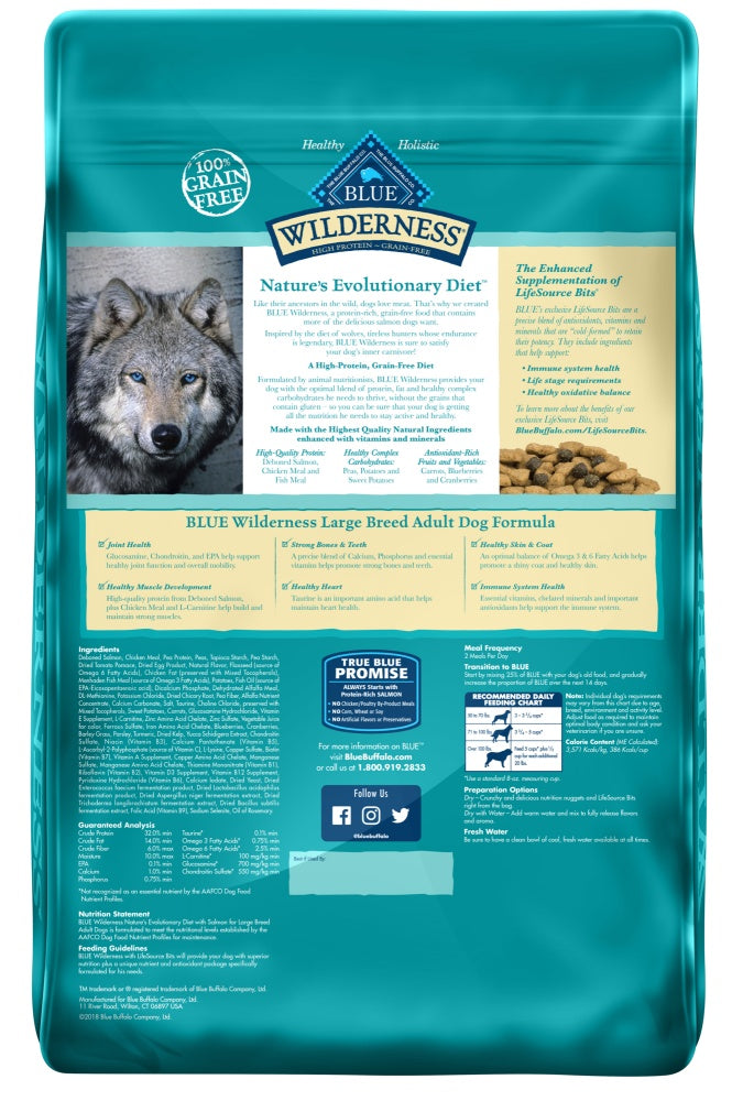 Blue Buffalo Wilderness High Protein Salmon Recipe Large Breed Dry Dog Food  